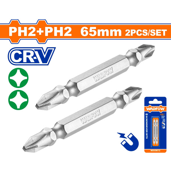 Bộ 2 Mũi bắt vít 2 đầu PH2+PH2 50mm WadFow WSV0K12